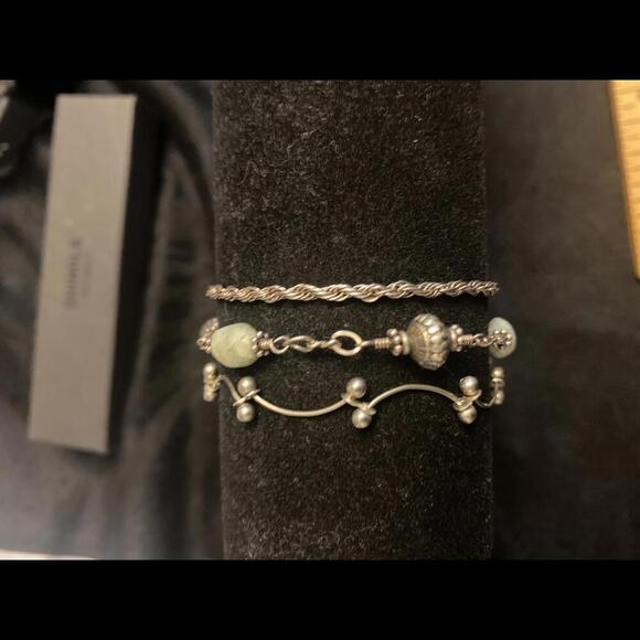 Elegant Sterling Silver Beaded Bracelet Set - Picture 1 of 8